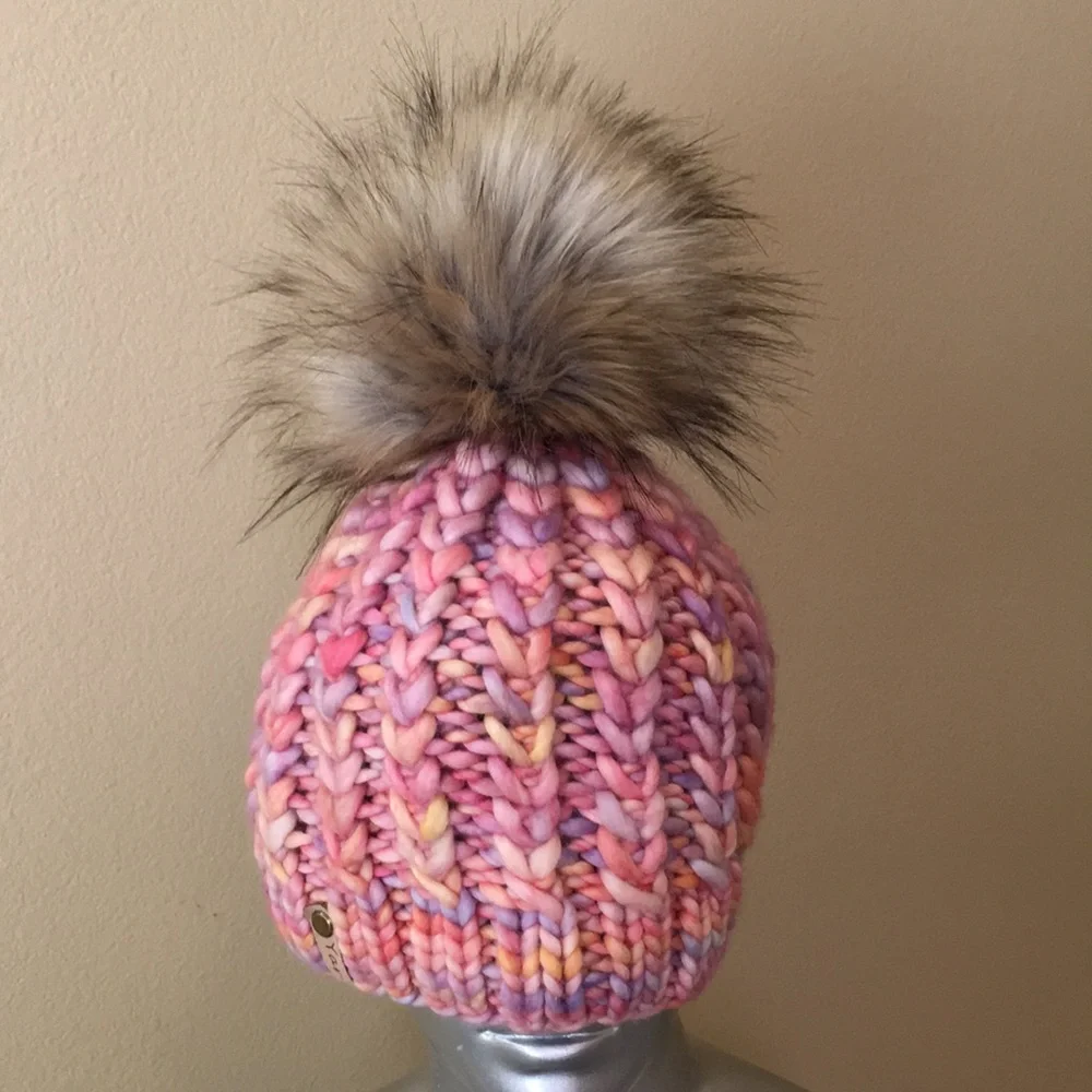 Hand knit Merino Wool Beanie Hat